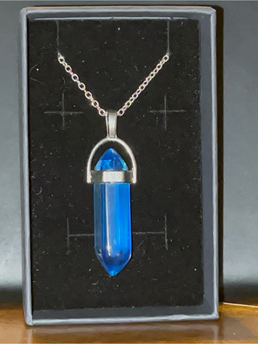 Blue Crystal Point Pendant Necklace - Women's Jewelry